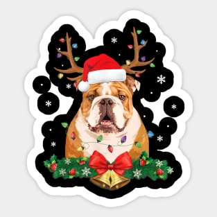 Dog English BullChristmas Tree Lights Santa 85 paw Sticker